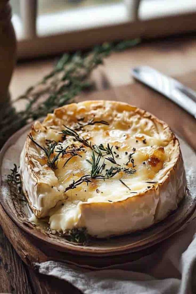 Camembert rôtis au miel et romarin. spécialement conçu pour notre menu d'hiver