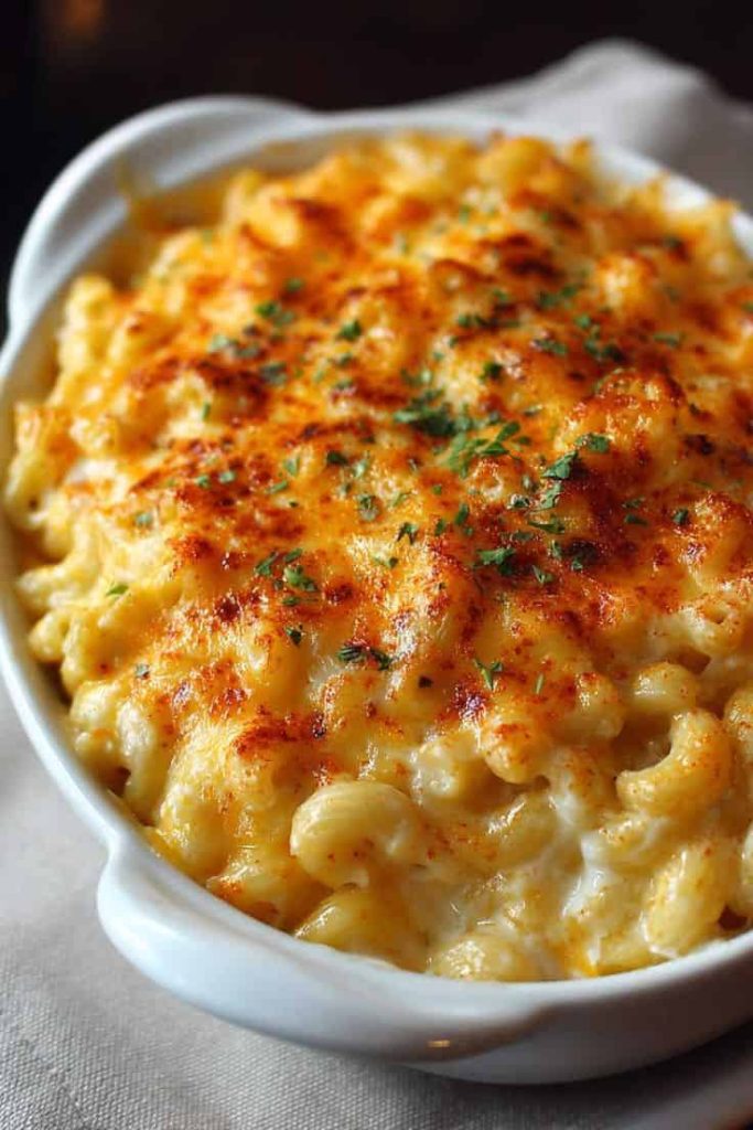 Gratin de pates dans un plat rond