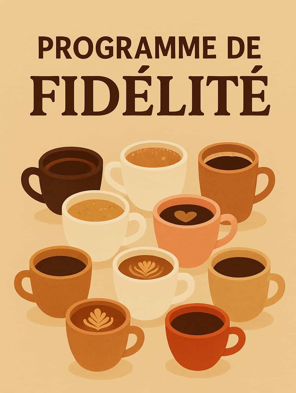 notre programme de fidélité avec pleins de tasses de différentes