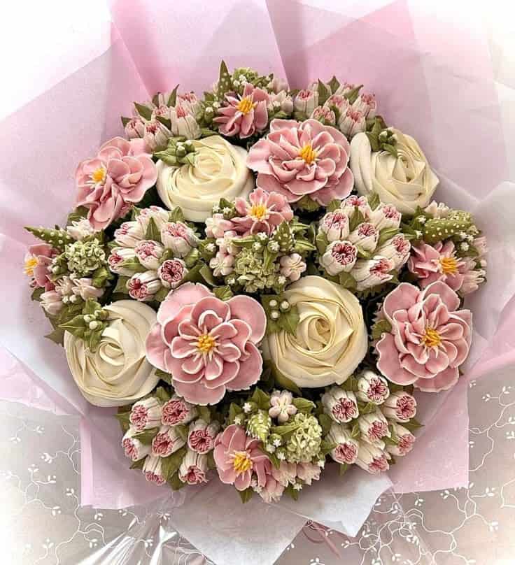 Bouquet de cupcakes pour un menu de printemps